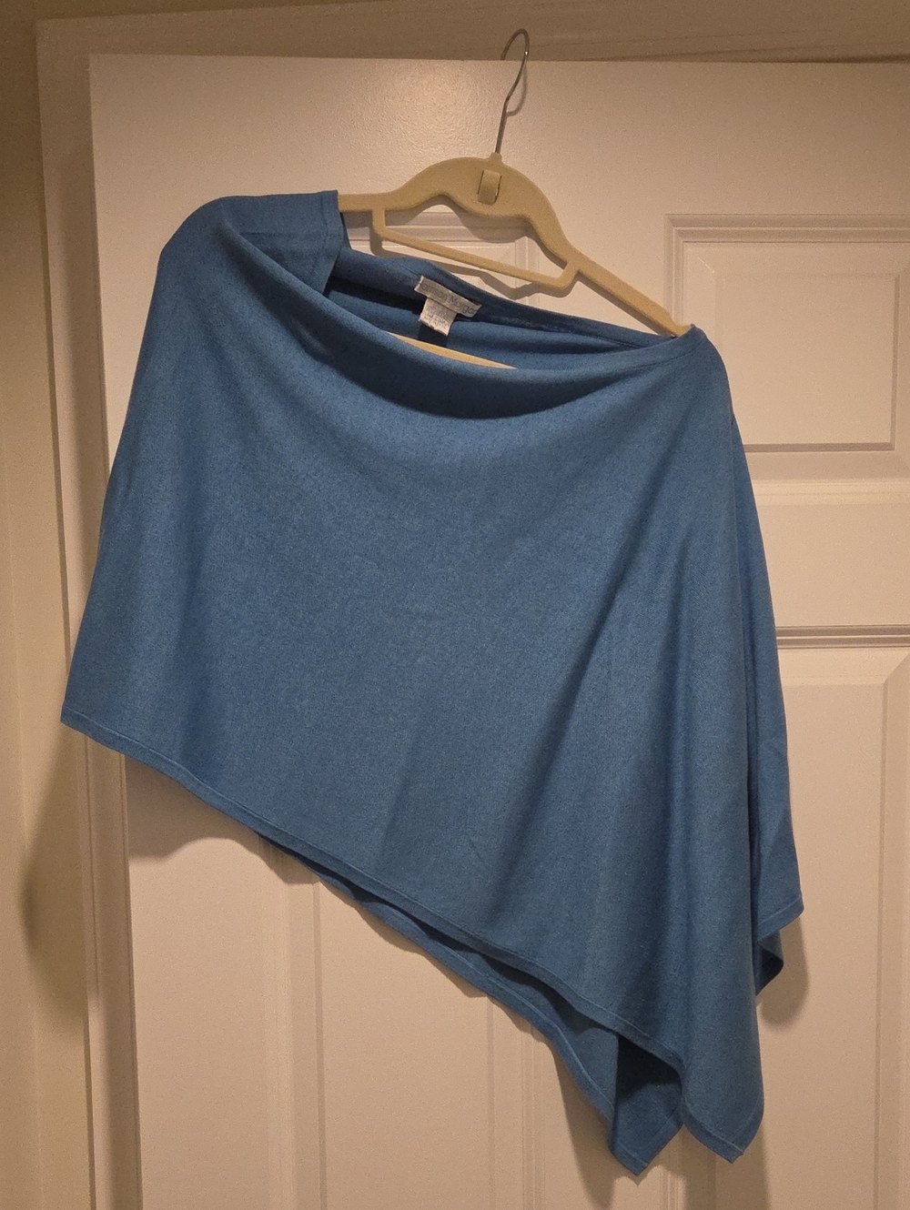 Sky Blue Asymmetrical Poncho Sweater